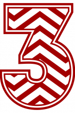 Chevron Number 3, Striped Free Svg File