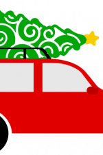 christmas car with ornamental tree, holiday free svg file