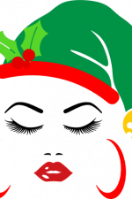 christmas girl with elf hat and earrings, holiday free svg file
