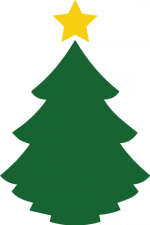 christmas tree silhouette with star, decoration free svg file