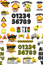 construction bundle, road sign, alphabet, vehicles - free svg file for members