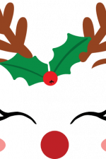 Cute Reindeer Face With Holly Leaves - free svg file for members