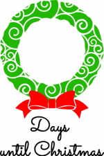 days until christmas, holly wreath with bow, holiday free svg file