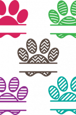 decorated dog paws split text frame, bundle, pet free svg file