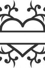 decorative heart split text frame, ornamental, wedding free svg file
