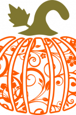 decorative pumpkin with leaves, autumn, fall - free svg file for members