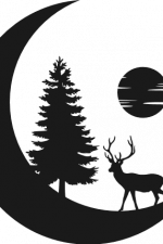 deer on moon, tree, hunting - free svg file for members