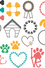 dog bundle, bones, heart shape paw, kennel free svg file