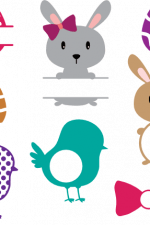 easter bundle, bow, chick, bunny head, eggs free svg file