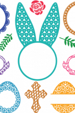 easter monogram frame bundle, cross, rabbit, flowers free svg file