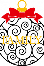 family bauble with bow, christmas decoration ornament free svg file