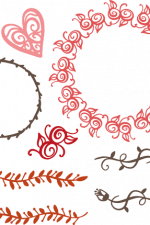 floral bundle, circle monogram frames, leaves, heart free svg file