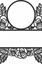 floral split monogram frame, decoration free svg file