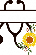 Floral Stethoscope Split Text Frame, Medical Free Svg File