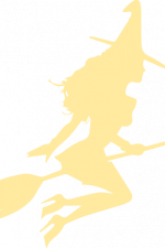 flying witch on broom stick with hat silhouette, halloween free svg file