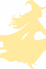flying witch on broom stick with long hair, halloween free svg file