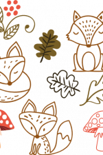 fox, leaves, toadstool mushrooms, nature bundle free svg file
