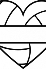 heart shape volleyball ball split text frame, sport free svg file