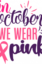 in october we wear pink, cancer awareness, ribbon free svg file