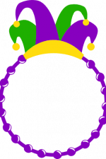 jester hat with beads, circle monogram frame, mardi gras free svg file
