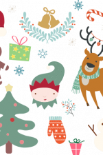 jolly christmas elements bundle, ginger bread man, reindeer free svg file