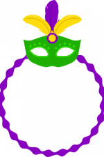 mardi mask with feathers, monogram circle frame, carnival free svg file