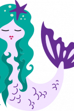mermaid with star fish, baby, beach free svg file