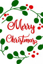 merry christmas in floral circle, holiday free svg file