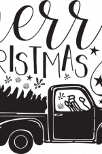 merry christmas, truck with tree, holiday free svg file