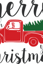 merry wish you christmas, truck with tree, holiday free svg file