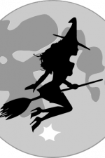 moon flying witch on broom stick. halloween free svg file