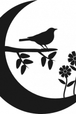 moon wild, night sky, bird on branch free svg file
