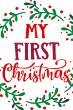 my first christmas, floral circle, holly leaves wreath, baby free svg file