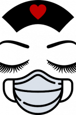 nurse face with mask and cap, closed eyes, covid virus free svg file
