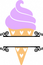 ornamental ice cream cone split text frame, summer free svg file