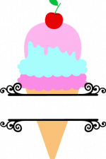 ornamental ice cream split text frame, summer free svg file
