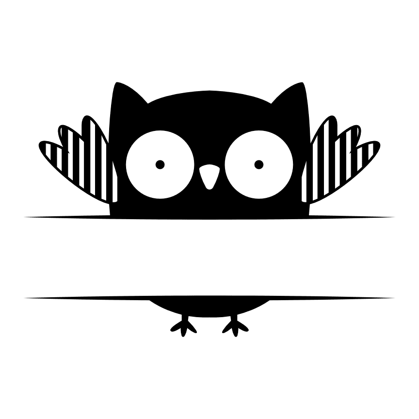owl-with-open-eyes-split-text-frame-free-svg-file-SvgHeart.Com