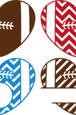 patterned heart shape football ball monogram frame, sport free svg file
