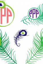 peacock feathers, monogram frame, decorative free svg file