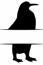 Penguin Split Text Frame, Winter Free Svg File