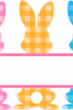 plaid bunnies split text frame, easter rabbit free svg file