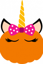 pumpkin unicorn with bow, girly, baby, halloween free svg file