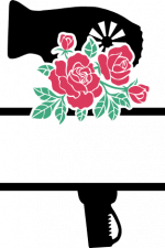 Rose Flower And Hair Dryer, Split Text Frame, Hairdresser Free Svg File