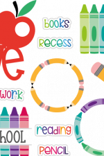 school elements bundle, crayons, love, books recess - free svg file for members