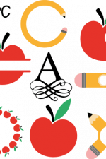 school elements monogram frame bundle, apples, alphabet free svg file