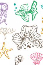 sea elements bundle, star fish, seashell, corals, jelly fish free svg file