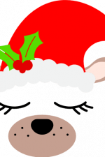 sleeping chrismas dog with santa hat, holiday free svg file