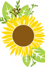 sunflower with leaves, decoration free svg file