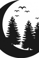 trees on moon, flying birds, wild - free svg file for members