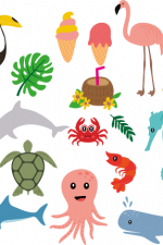 tropical and sea animals bundle, flamingo, octopus, turtles free svg file